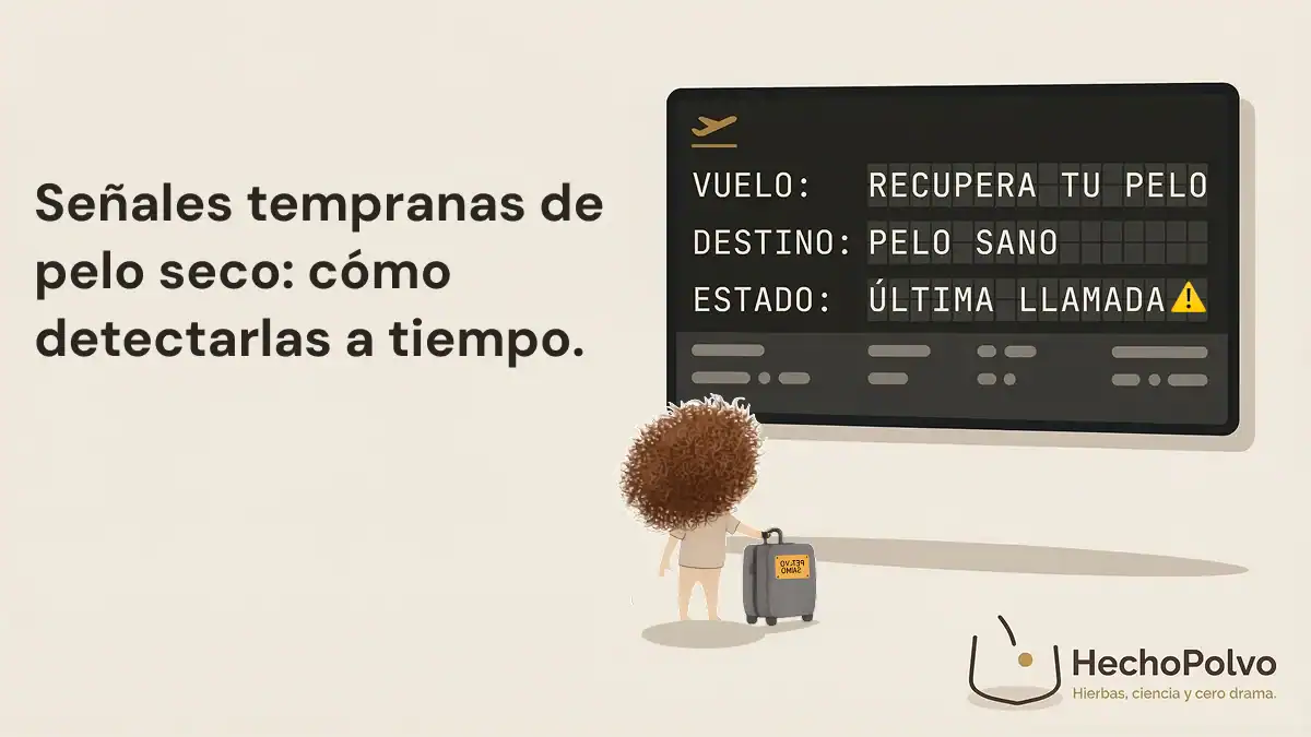 Señales tempranas de pelo seco representadas como última llamada en un aeropuerto